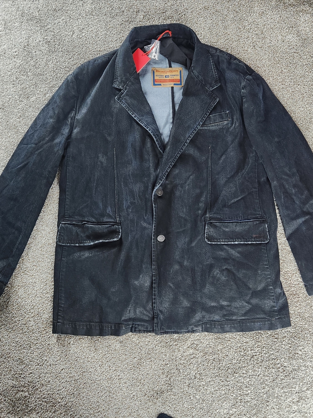Diesel Black Faded Denim Men's Blazer Jacket